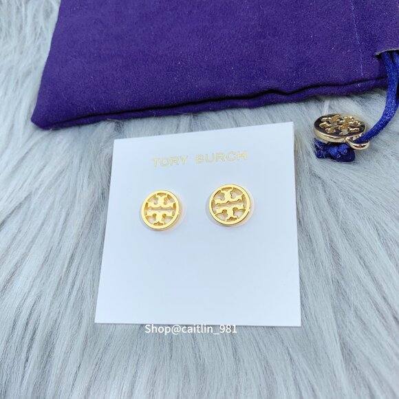Tory Burch Women's Logo Circle-Stud Earrings - Tory Gold - Picture 4 of 4